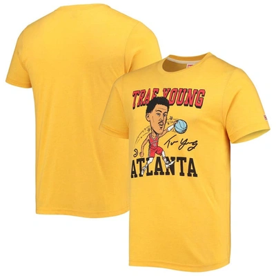 Homage Trae Young Gold Atlanta Hawks Caricature Tri-blend T-shirt