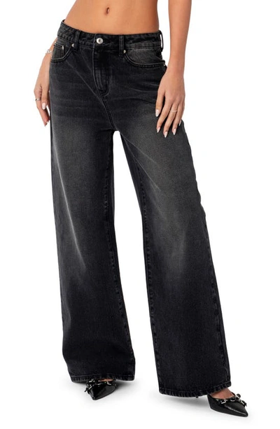 Edikted Braya Baggy Jeans In Black-washed