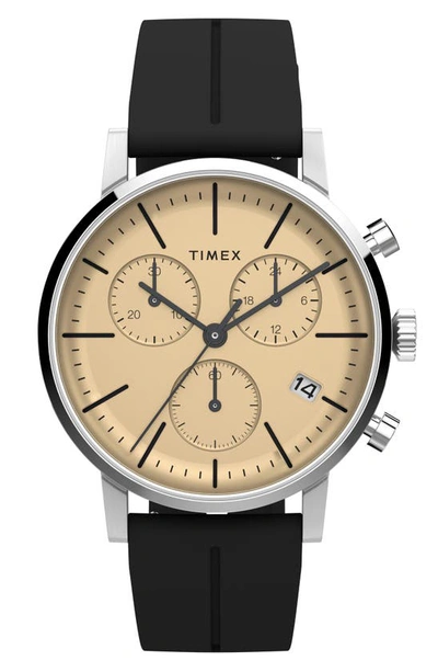 Timex ® Midtown Chronograph Silicone Strap Watch, 40mm In Black