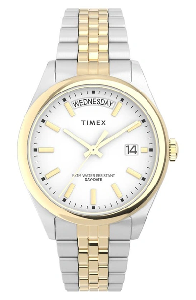 Timex ® Legacy Day & Date Bracelet Watch, 36mm In Silver