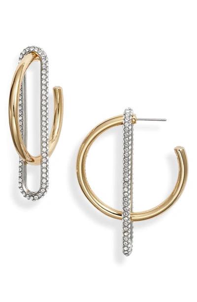 Demarson Astra Hoop Earrings In Gold/ Ir/ Pave