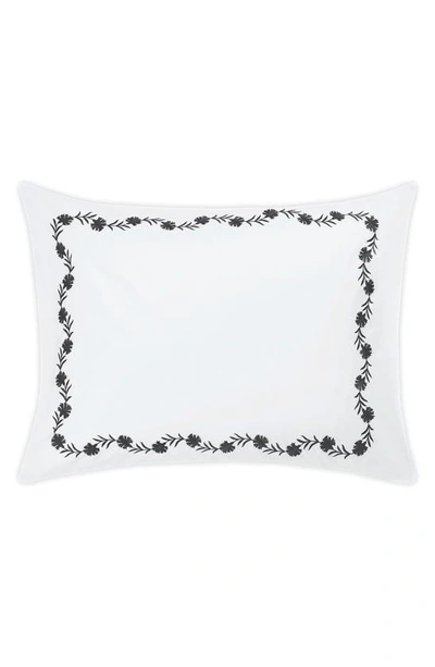 Matouk Daphne Floral Embroidered Count Sham In Charcoal