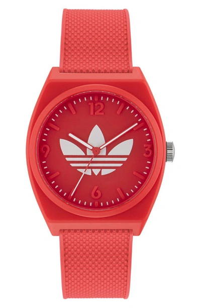 Adidas Originals Project Two Resin Strap Watch, 38mm In Red