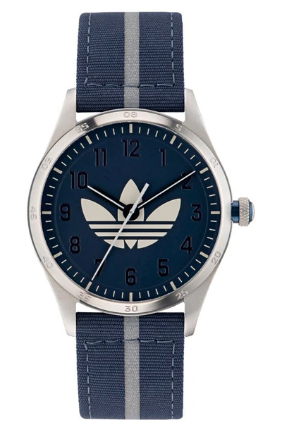 Adidas Originals Code Four Nylon Strap Watch, 42mm In Blue