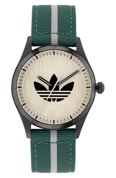 Adidas Originals Code Four Nylon Strap Watch, 42mm In Green