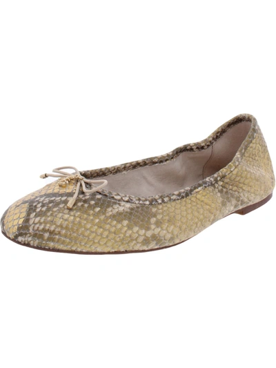 Sam Edelman Felicia Womens Leather Round Toe Ballet Flats In Gold