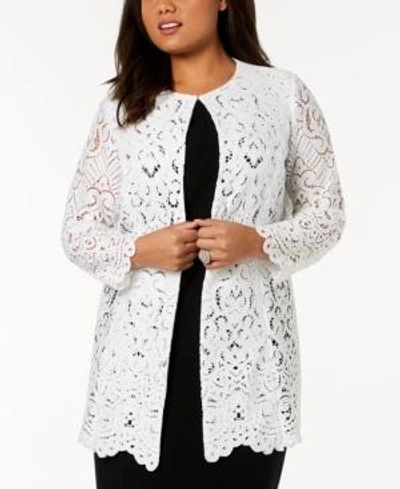 Tahari Asl Plus Size Lace Topper Jacket In White
