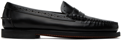 Sebago Dan Perforated Leather Penny Loafers In 902 Black
