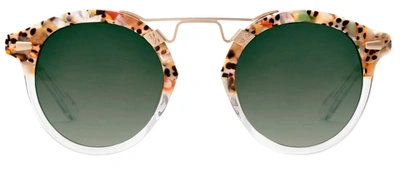Krewe Stl Ii Two-tone Acetate Aviator Sunglasses In Green
