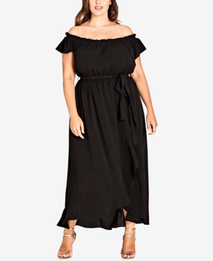 city chic off the shoulder maxi dress