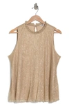 Tash And Sophie Metallic Ruffle Neck Top In Gold