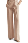 Reiss Hollie Creased High Waist Wide Leg Pants In Neutral