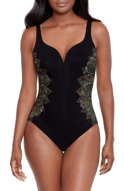 Miraclesuit Petal Pusher Temptress One-piece Swimsuit In Black/multi