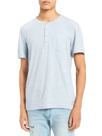 Calvin Klein Jeans Est.1978 Short-sleeve Slub Cotton Henley In Blue Fog