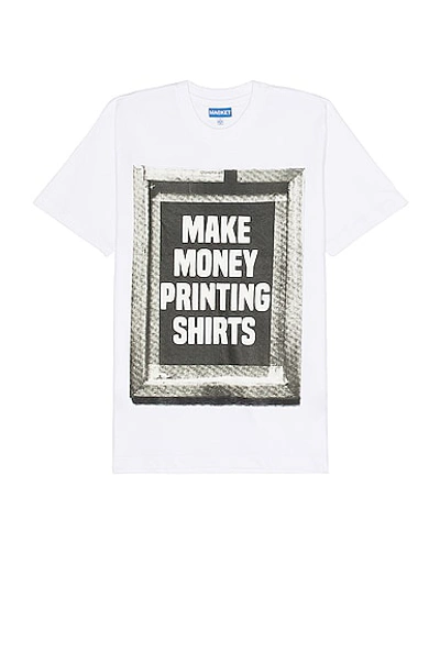 Market Printing Money T-shirt In White