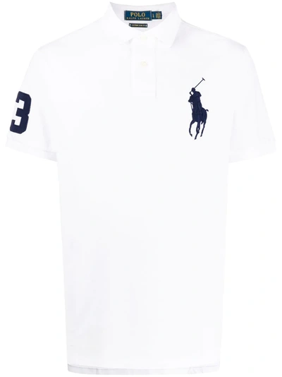 Polo Ralph Lauren Big Pony Custom Slim Fit Mesh Polo Shirt In White