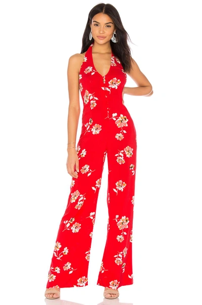 Clayton Cate Jumpsuit In Red. In Blossom Rayon