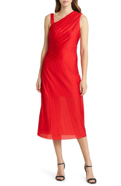 Hugo Boss Eperla Asymmetrical Slip Dress In Red