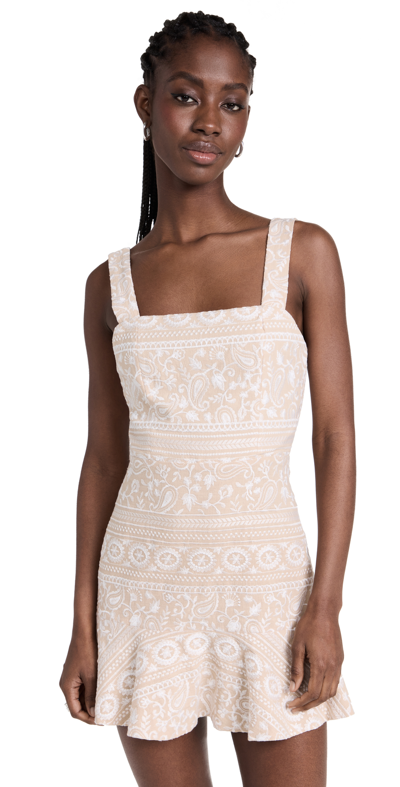 Alice And Olivia Kaidra Embroidered Sleeveless Dress In Natural White |  ModeSens