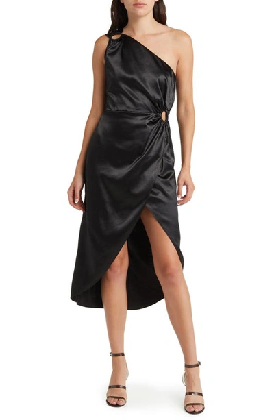 French Connection Adaline One Shoulder Dress In Blackout