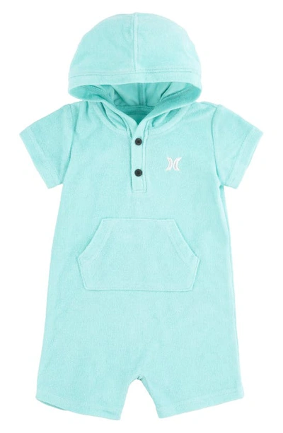 Hurley Babies' Kids' Icon Hooded Romper In Aurora Green