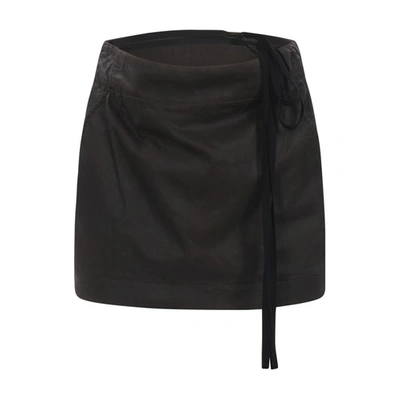 Ann Demeulemeester Magdalena Slouchy Waist Mini Skirt In Dark_brown
