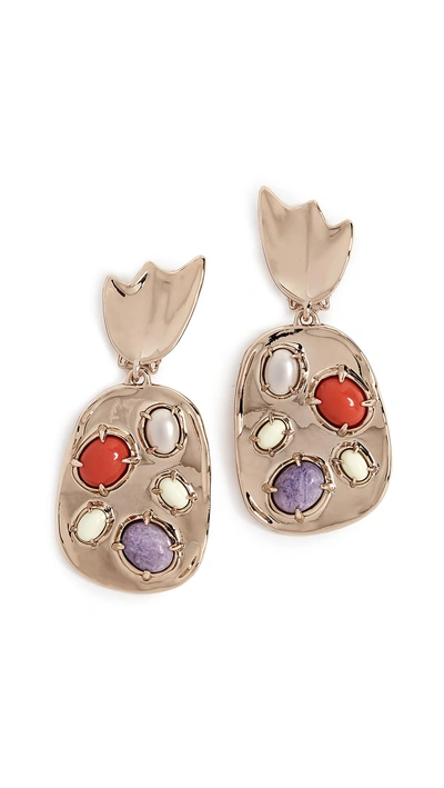 Alexis Bittar Sculptural Stone Cluster Clip Earrings In Gold/multi