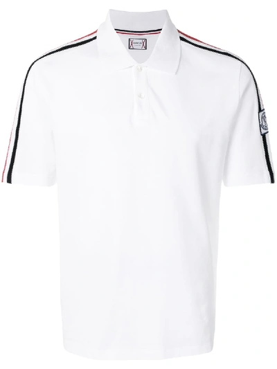 Moncler Casual Button Polo Shirt In Bianco Rosso Blu