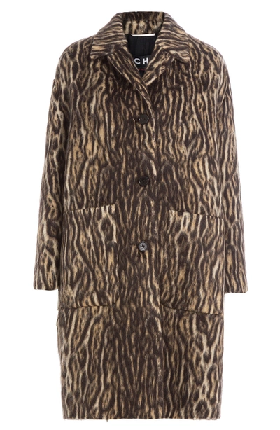 Rochas Animal Print Coat With Virgin Wool And Alpaca