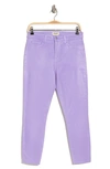 L Agence Margot Coated Crop High Waist Skinny Jeans In Lavender Coated
