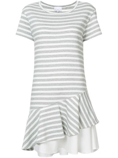 Kinly Striped T-shirt Dress - Grey