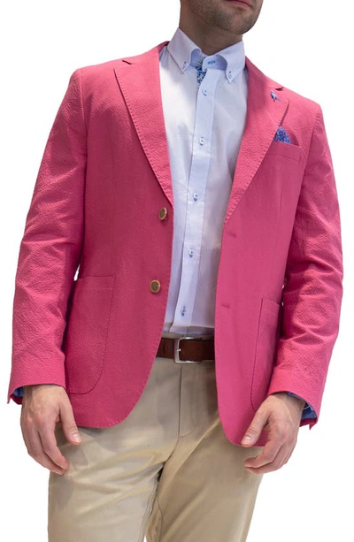 Tailorbyrd Modern Fit Solid Seersucker Sport Coat In Nantucket Rose