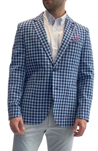 Tailorbyrd Modern Fit Textured Check Sport Coat In Navy,lt Blue