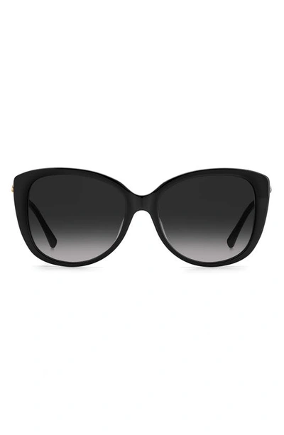 Kate Spade 57mm Lorene Cat Eye Sunglasses In Black/ Grey Shaded