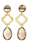 Saachi Quatrefoil Stone Drop Earrings In Brown