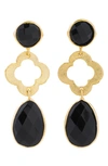 Saachi Quatrefoil Stone Drop Earrings In Black