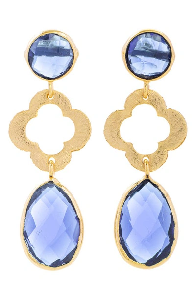 Saachi Quatrefoil Stone Drop Earrings In Blue