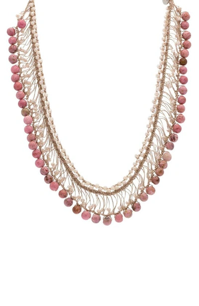 Saachi Madame Beaded Collar Necklace In Pink