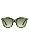 Kate Spade Lillian 53mm Round Sunglasses In Crystal Green/ Green Shaded