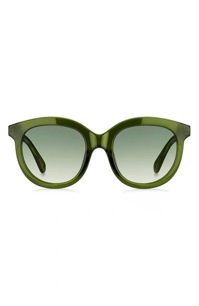 Kate Spade Lillian 53mm Round Sunglasses In Crystal Green/ Green Shaded