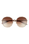 Kate Spade Cannes 57mm Gradient Round Sunglasses In Gold / Brown Gradient