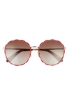 Kate Spade Cannes 57mm Gradient Round Sunglasses In Red / Brown Gradient