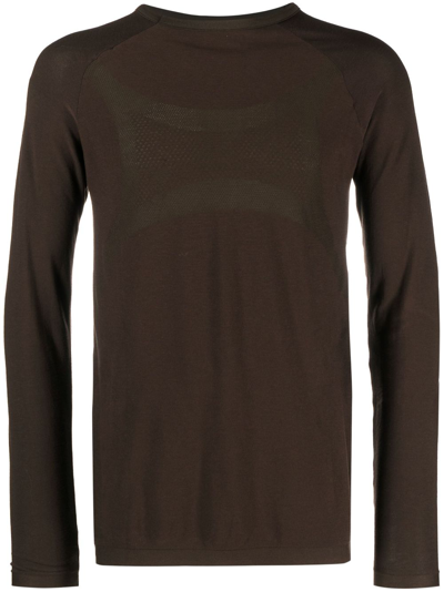 Roa Brown Seamless Long-sleeve Cotton T-shirt
