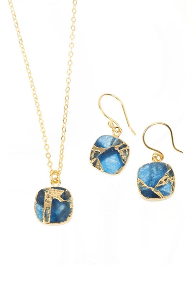 Saachi Mini Druzy Earrings And Necklace Set In Blue