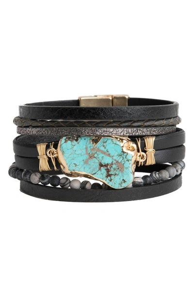 Saachi Hollis Beaded Leather Bracelet In Black