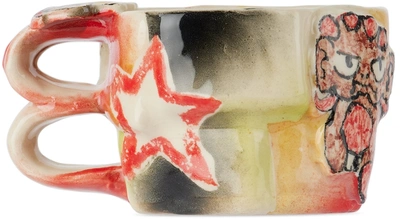 Handle With Care By Christian Moses Red & Black Tiny Dancer Patchwork Mug In Red/orange/green/bla