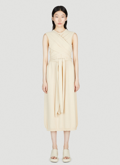 Lemaire Beige Knotted Midi Dress In Wh016 Rosy White