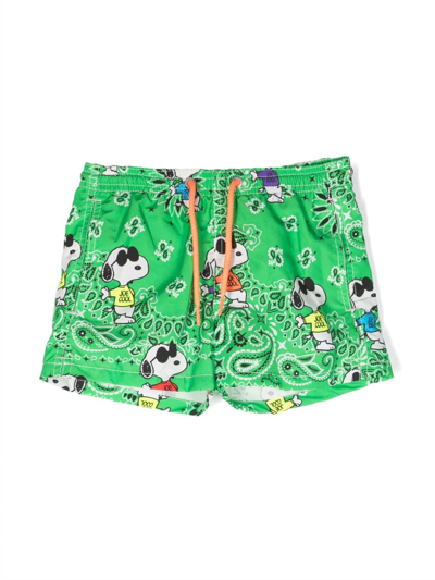 Mc2 Saint Barth Kids' Snoopy-print Swim Shorts In Green
