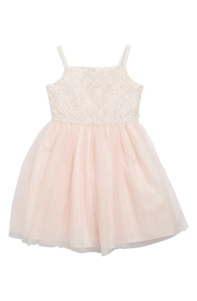 Bonnie Jean Kids' Sequin Tulle Dress In Blush