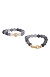 Saachi Set Of 2 Eternity Stretch Bracelets In Grey